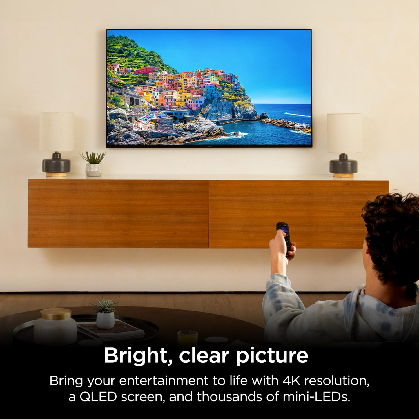 Roku Smart TV – 75-Inch Pro Series 4K QLED RokuTV with Backlit Voice Remote Pro, Dolby Vision IQ, 120Hz Refresh Rate – Live Local News, Sports, Gaming