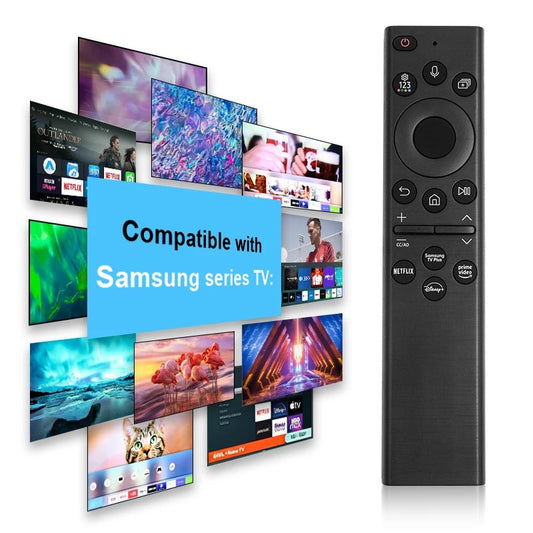 Universal Remote Control, compatible with all Samsung TVs, including LED, QLED, UHD, SUHD, HDR, LCD, Frame, Curved, Solar, HDTV, 4K, 8K, and 3D Smart TVs. Enjoy seamless control over your Samsung television with this versatile remote.